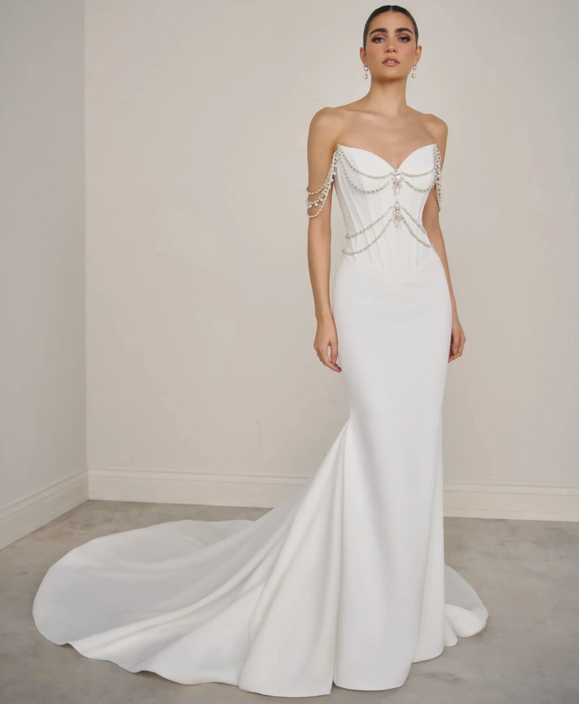 Model wearing a Justin Alexander Signature gown