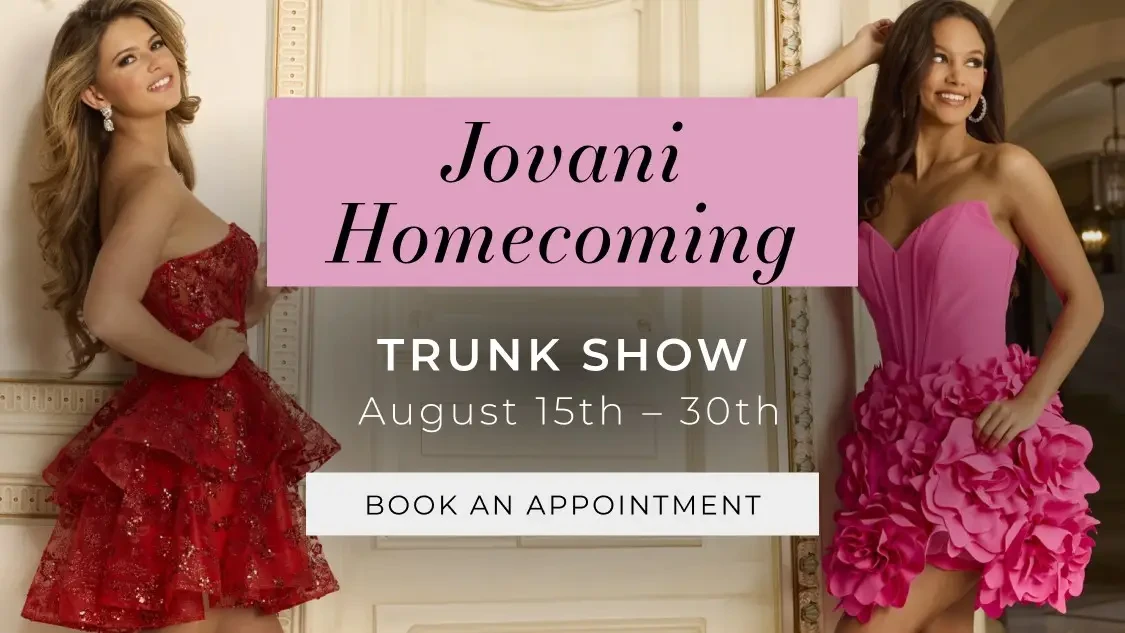 Jovani Homecoming Trunk Show banner for mobile