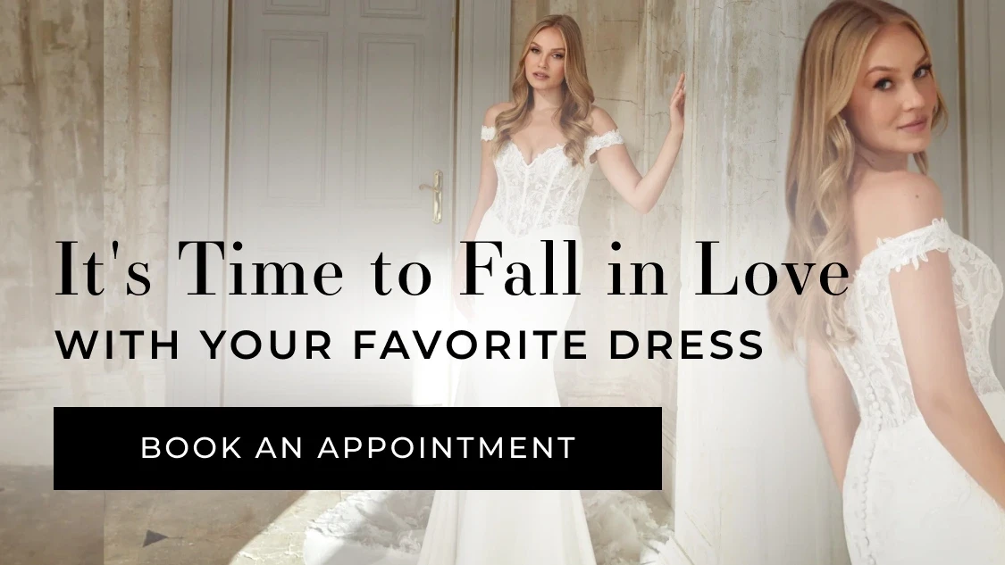 Model is wearing Justin Alexander 44540 bridal dress, mobile banner